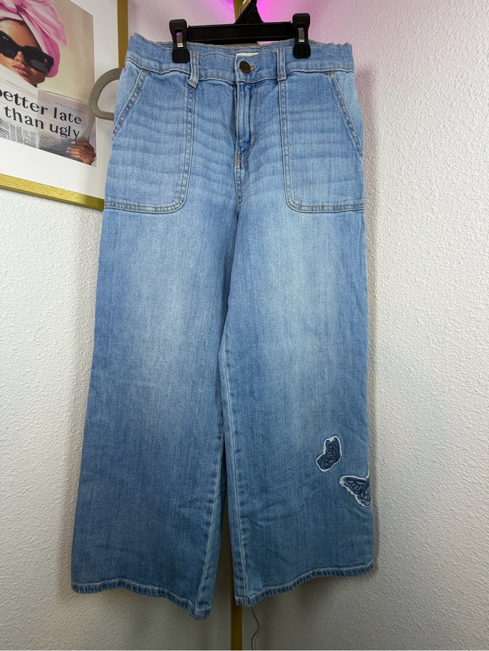 OshKosh B'gosh Light Blue Wide-Leg Jeans with Butterfly Patch